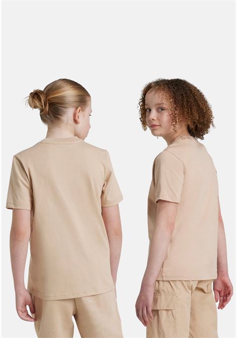 T-shirt a manica corta beige per bambino e bambina con ricamo Trefoil ADIDAS ORIGINALS | IX5263.